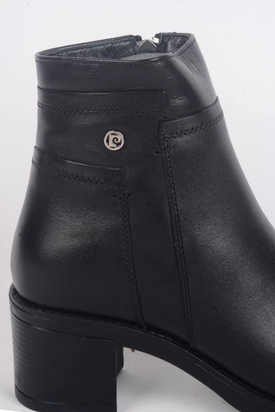 Pierre Cardin 54063 Yandan Fermuarlı Yüksek Topuklu Yarım Bilek Kadın Siyah Kışlık Bot - 2