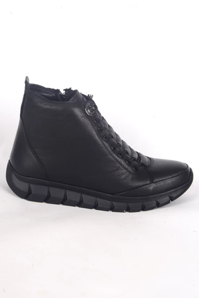 Pierre Cardin 54338 Yandan Fermuarlı Lastik Bağcıklı Rahat Taban Siyah Kadın Kışlık Bot