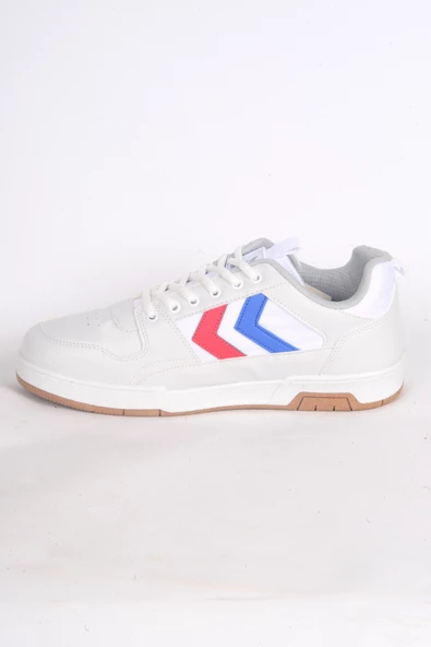 Hummel90643-9241 Bağcıklı Kırmızı Mavi Ok Detaylı Normal Taban Ortepedik Beyaz Erkek Günlük Spor Ayakkabı - Resim 3