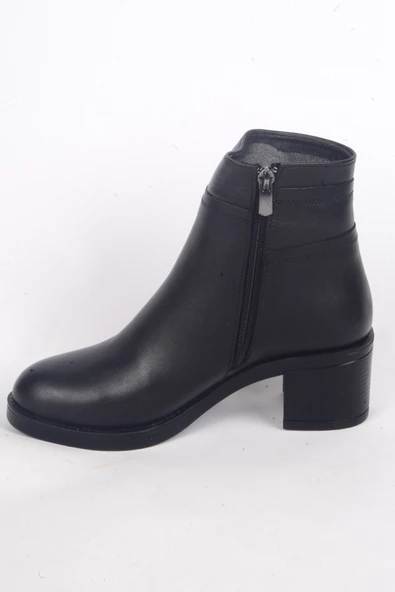 Pierre Cardin 54063 Yandan Fermuarlı Yüksek Topuklu Yarım Bilek Kadın Siyah Kışlık Bot - 3