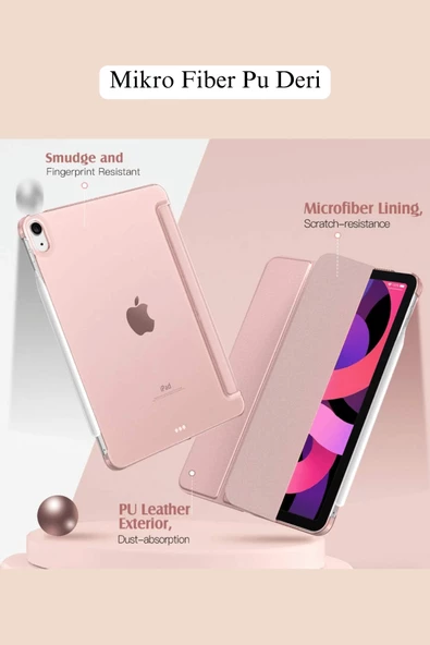 iPad Air 11 inç 2024 6. Nesil M2 Çip Uyumlu Kalem Bölmeli Akıllı Smart Tablet Kılıfı - Resim 3