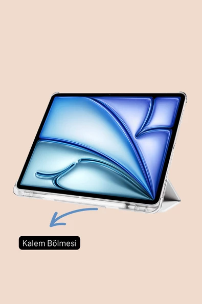 iPad Air 11 inç 2024 6. Nesil M2 Çip Uyumlu Kalem Bölmeli Akıllı Smart Tablet Kılıfı - Resim 6