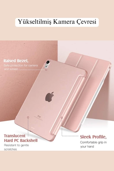 iPad Air 11 inç 2024 6. Nesil M2 Çip Uyumlu Kalem Bölmeli Akıllı Smart Tablet Kılıfı - Resim 4