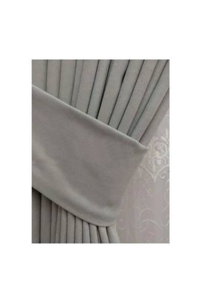 Açık Gri Ada Fon Perde Normal Pile 1'E 2,5 PİLE - Resim 3