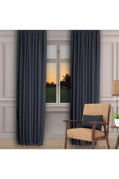Antrasit Ada Fon Perde Normal Pile 1'E 2,5 PİLE - 4