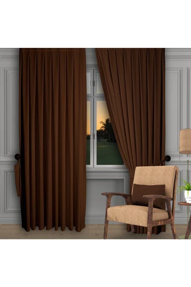Açık Kahve Ada Fon Perde Normal Pile 1'E 2,5 PİLE