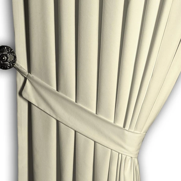 Krem Ada Fon Perde Sık Pile 1'E 3 PİLE - Resim 3