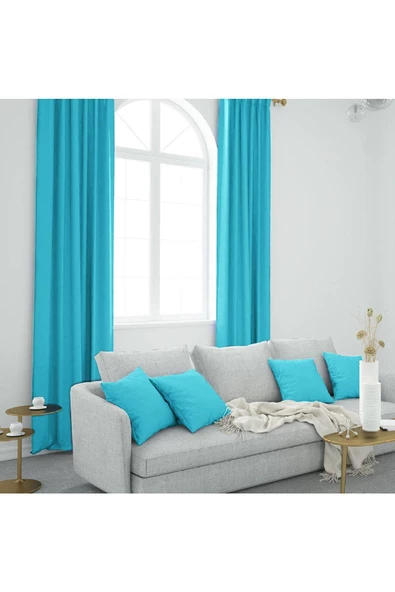 Turkuaz Ada Fon Perde Normal Pile 1'E 2,5 PİLE ürün görseli