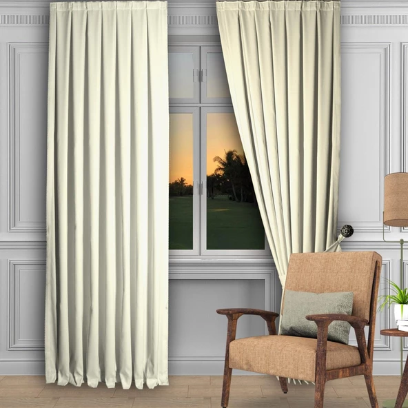 Krem Ada Fon Perde Sık Pile 1'E 3 PİLE ürün görseli