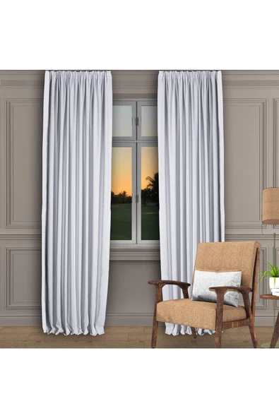 Beyaz Ada Fon Perde Sık Pile 1'E 3 PİLE - Resim 2