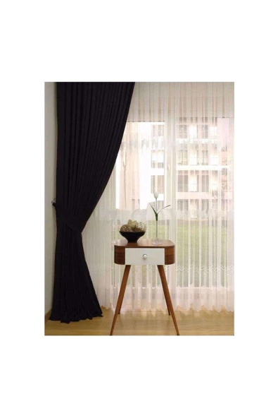 Siyah Ada Fon Perde Normal Pile 1'E 2,5 PİLE - Resim 4
