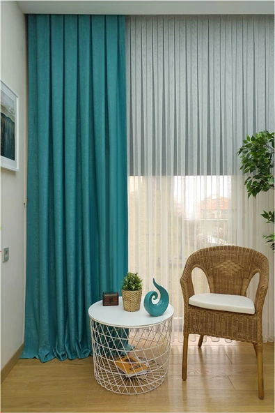 Petrol Ada Fon Perde Normal Pile 1'E 2,5 PİLE - Resim 4