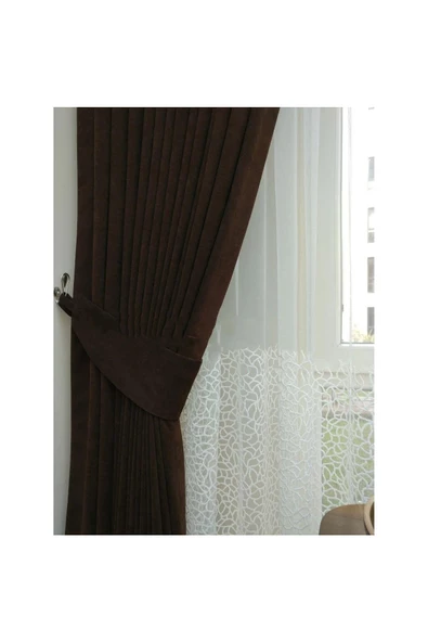 Koyu Kahve Ada Fon Perde Sık Pile 1'E 3 PİLE - 4