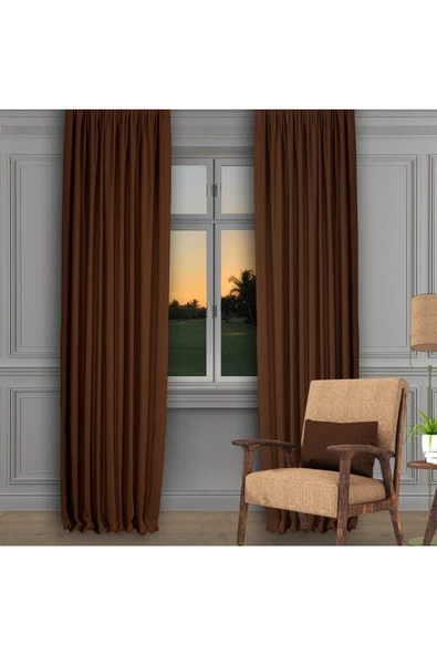 Açık Kahve Ada Fon Perde Sık Pile 1'E 3 PİLE - 2