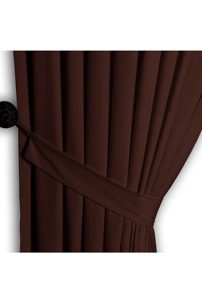Koyu Kahve Ada Fon Perde Sık Pile 1'E 3 PİLE - 3