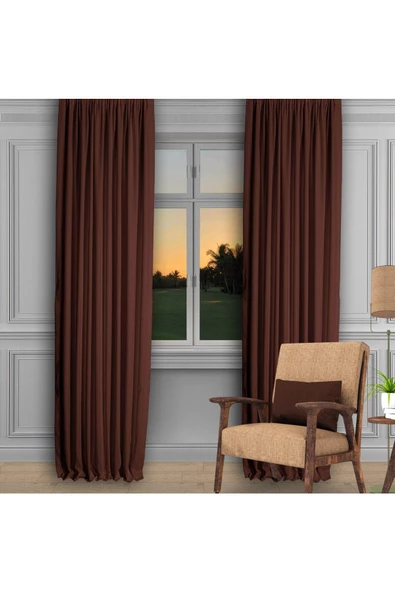 Koyu Kahve Ada Fon Perde Sık Pile 1'E 3 PİLE - 2