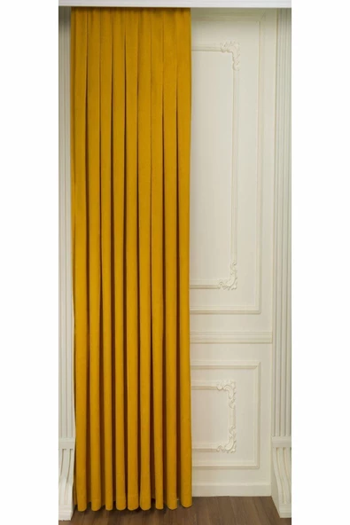 Koyu Sarı Ada Fon Perde Sık Pile 1'E 3 PİLE - Resim 3