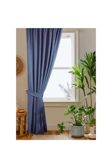 Açık İndigo Ada Fon Perde Sık Pile 1'E 3 PİLE - Resim 2