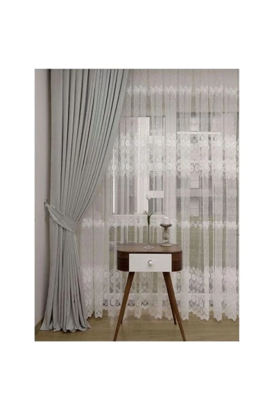 Açık Gri Ada Fon Perde Sık Pile 1'E 3 PİLE - Resim 2