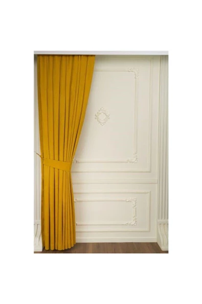 Koyu Sarı Ada Fon Perde Sık Pile 1'E 3 PİLE - Resim 5