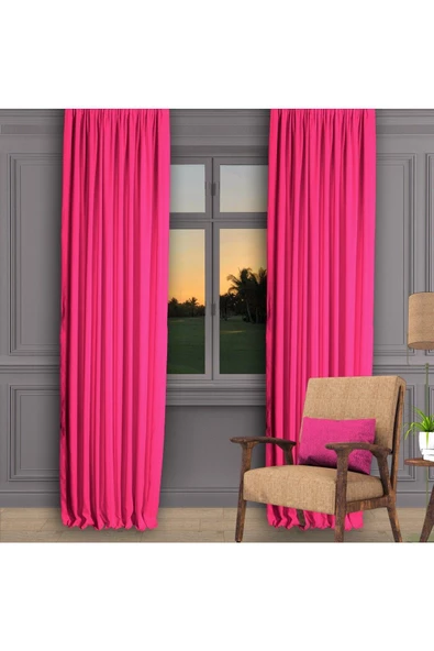 Fuşya Ada Fon Perde Sık Pile 1'E 3 PİLE - Resim 2