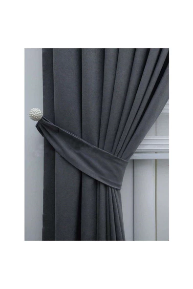 Koyu Gri Ada Fon Perde Sık Pile 1'E 3 PİLE - Resim 5