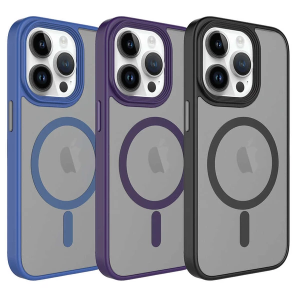 iPhone 13 Pro Max Kılıf Mat Arka Yüzey Wireless Şarj Özellikli  Flet Magsafe Kapak kılıf - Resim 2