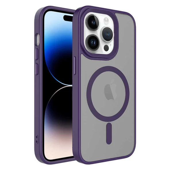 iPhone 13 Pro Max Kılıf Mat Arka Yüzey Wireless Şarj Özellikli  Flet Magsafe Kapak kılıf - Resim 3