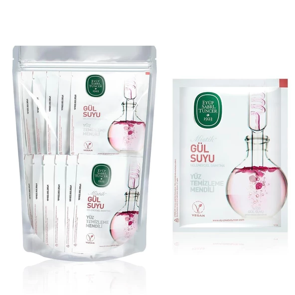 Eyüp Sabri Tuncer Mistik Gül Suyu Yüz Temizleme Mendili 9,3x 12,5 cm Büyük Boy 30 lu ürün görseli