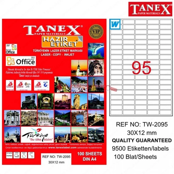 Tanex Laser Etiket 100lü 30*12 Tw-2095