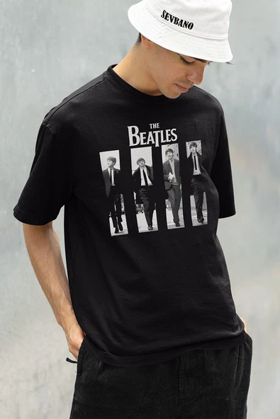 Tasarım The Beatles Baskılı Unisex Oversize Tişört