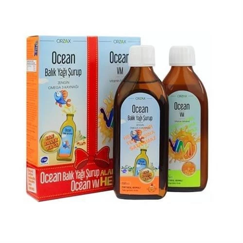 OCEAN OMEGA 3 PORTAKALLI BALIK YAĞI ŞURUBU 150ML+OCEAN VM ŞURUP