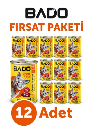 Bado Yetişkin Yaş Kedi Maması Ciğerli 400GR 12Li