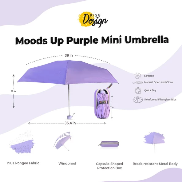 Biggdesign Moods Up Mor Mini Şemsiye - 9