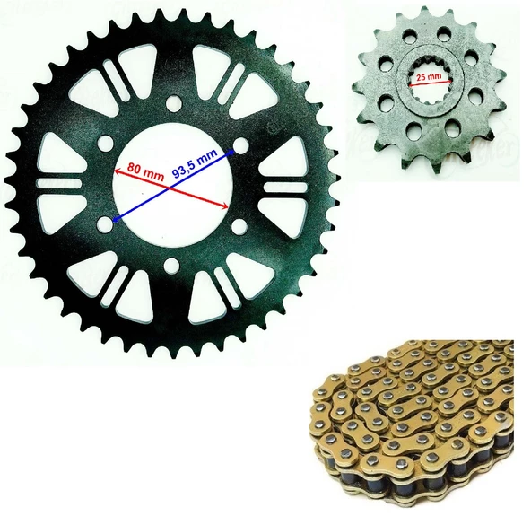 Kawasaki Zx-6R Ninja Uyumlu Zincir Dişli Seti 43T(520 Oringli Gold Zincir)2007-2015  _Supermoto ürün görseli 1