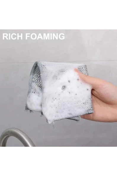 Telli Bulaşık Bezi Ovma Teli ve Çok Amaçlı Multi İnce Temizlik Fırçası 4  ADET - 3