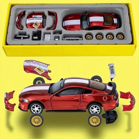 1 Kutu 1:42 Ford Mustang GT 2018 Kırmızı Araba Modeli Modifiye Edilebilir, Kapıları Açılabilir, Aksesuarları Değiştirile - 2