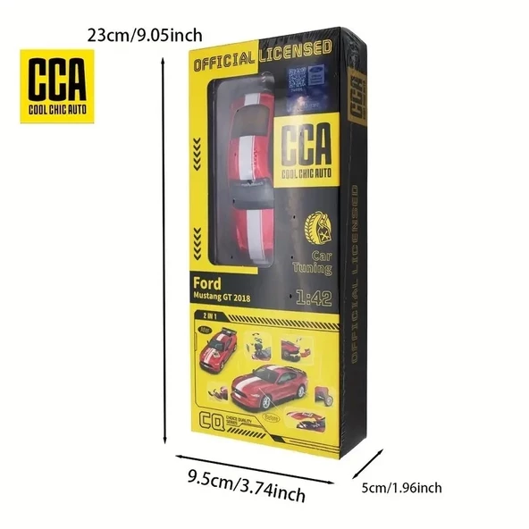 1 Kutu 1:42 Ford Mustang GT 2018 Kırmızı Araba Modeli Modifiye Edilebilir, Kapıları Açılabilir, Aksesuarları Değiştirile - 3