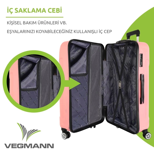 Vegmann Vela Pembe 2'li Valiz Seti Orta Boy ,Kabin Boy - 4