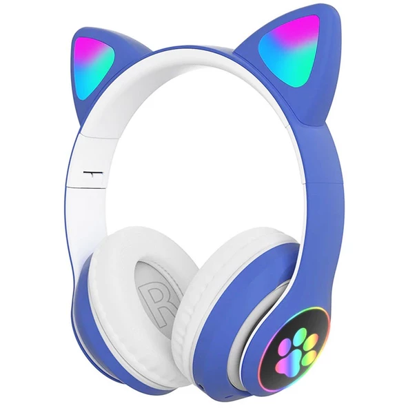 Kablosuz Kulaküstü Rgb Işıklı Kedi Patili Bluetooth 5.0 Çocuk Kulaklığı Kulaklık STN28