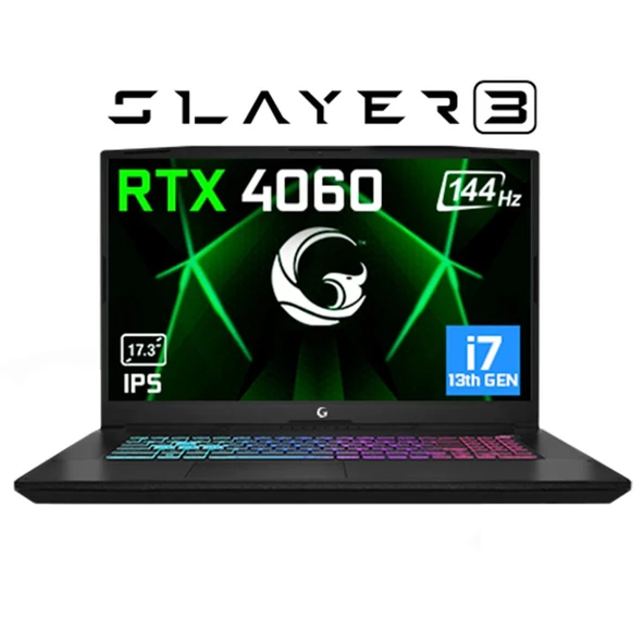 Game Garaj Slayer3 7Xl-4060 V2 C3 Intel Core İ7 13700H 64Gb Ram 1Tb Ssd Rtx4060 17.3" Fhd 144Hz Ips Freedos Dizüstü Bilgisayar + Çanta