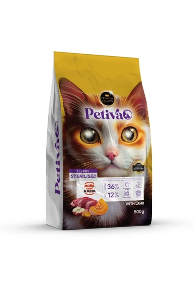 Petiva Kısırlaştırılmış Kuzulu Kedi Maması 500 G