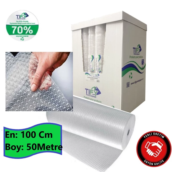 Balonlu Naylon 100Cm X 50Mt (En: 100 cm, Boy: 50mt.) Üç Katlı Eşya Koruma Ambalajı, Pat Pat