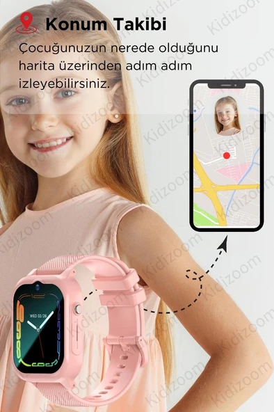 K850 Akıllı Çocuk Saati Sim Kartlı Konum Görüntülü Konuşma Özellikli Boyunluk Hediyeli Çocuk Saati - 3