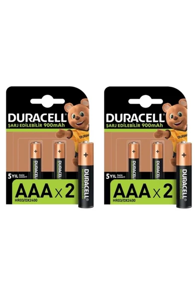 Duracell Şarj Edilebilir AAA 900mAh Piller, 4 Lü Paket