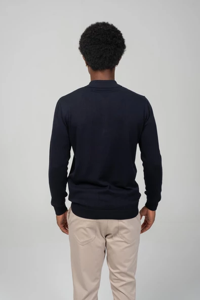 Erkek Polo Yaka Fermuarlı Yumuşak Dokulu Triko Kazak - 9