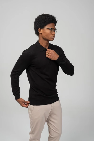 Erkek Polo Yaka Fermuarlı Yumuşak Dokulu Triko Kazak - 4