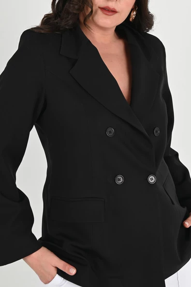 Kadın Astarlı Büyük Beden Blazer Ceket 0101-1 - 3