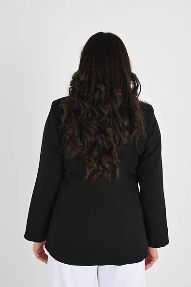 Kadın Astarlı Büyük Beden Blazer Ceket 0101-1 - 4