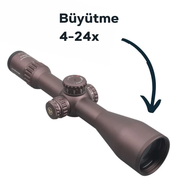 34mm Continental x6 4-24x56 FFP Ranging Tüfek Dürbünü - FDE/Çöl Rengi - 4